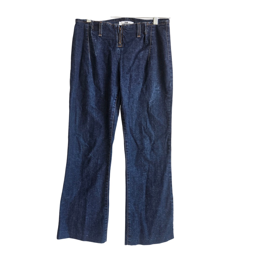 The Vintage‎ Twin 30 Wide Leg Jeans Womens Dark Wash Excellent Reworked Denim